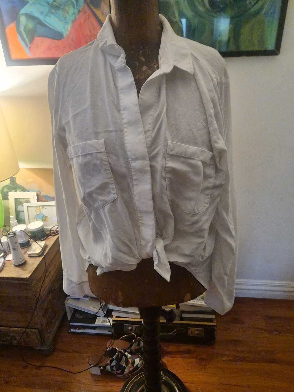 White Tie-Front Casual Shirt Jacket